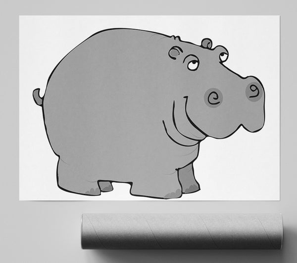 Big Fat Hippo White Poster