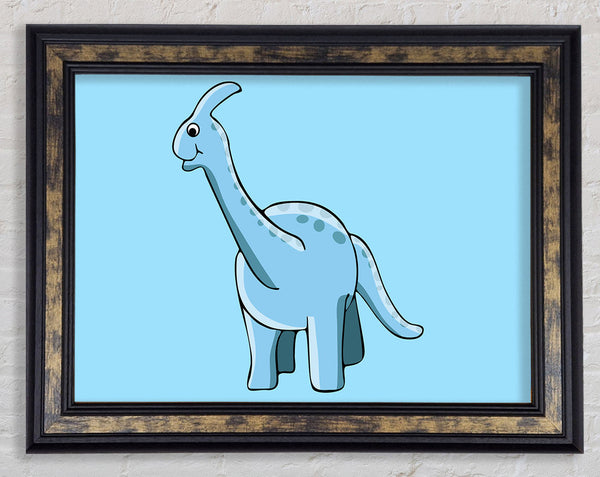 Big Funny Dinosaur Baby Blue Framed Print