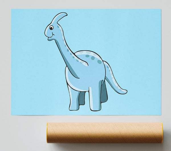 Big Funny Dinosaur Baby Blue Giclee Print