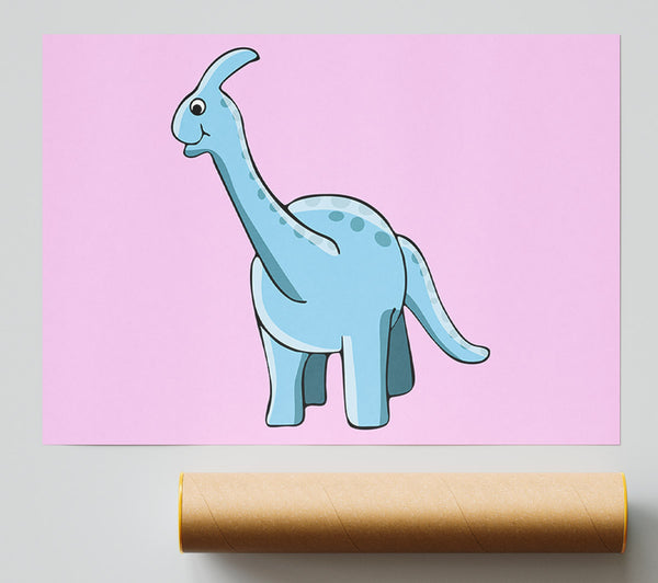 Big Funny Dinosaur Pink Giclee Print