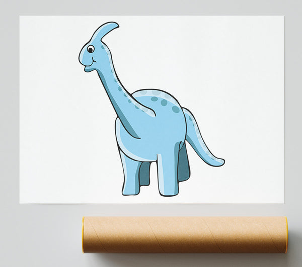 Big Funny Dinosaur White Giclee Print