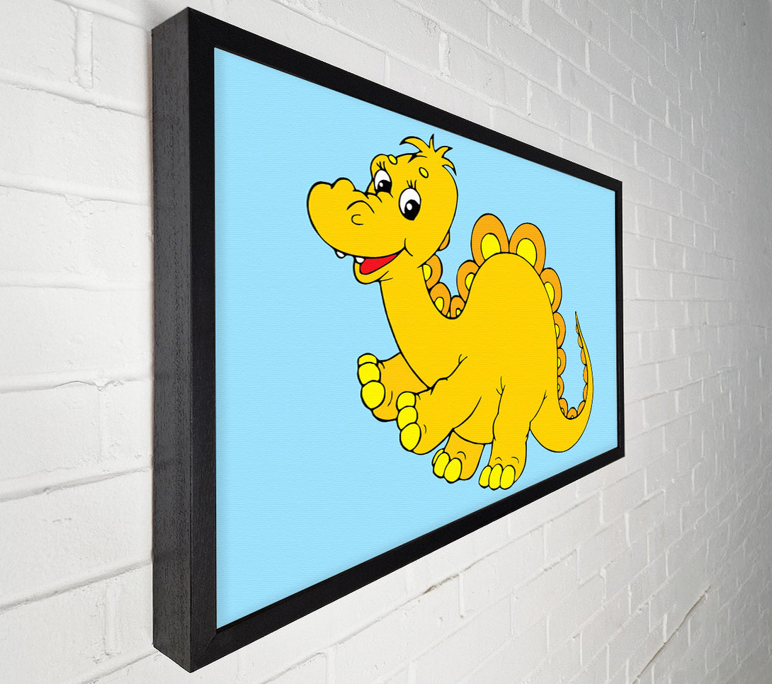  A Canvas Print of Big Happy Dinosaur Baby Blue Canvas Wall Art