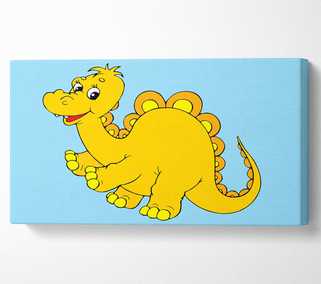  A Canvas Print of Big Happy Dinosaur Baby Blue Canvas Wall Art