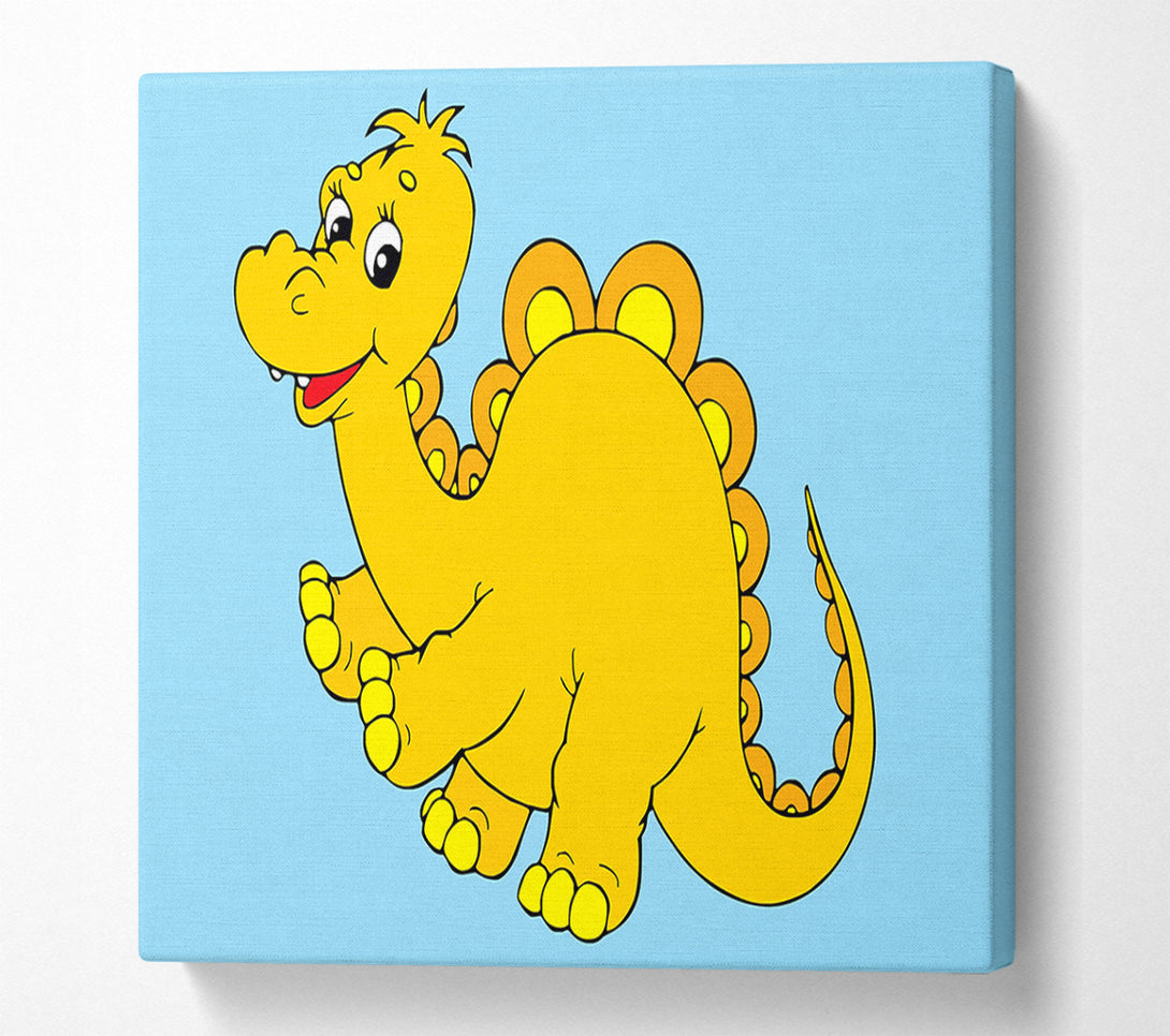  A Canvas Print of Big Happy Dinosaur Baby Blue Canvas Wall Art