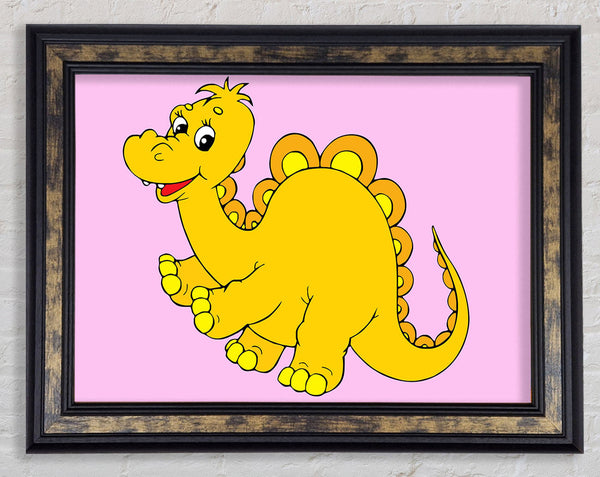 Big Happy Dinosaur Pink Framed Print