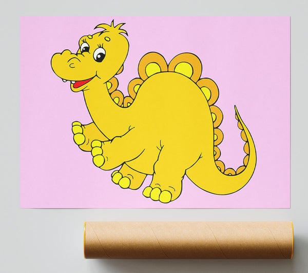 Big Happy Dinosaur Pink Print