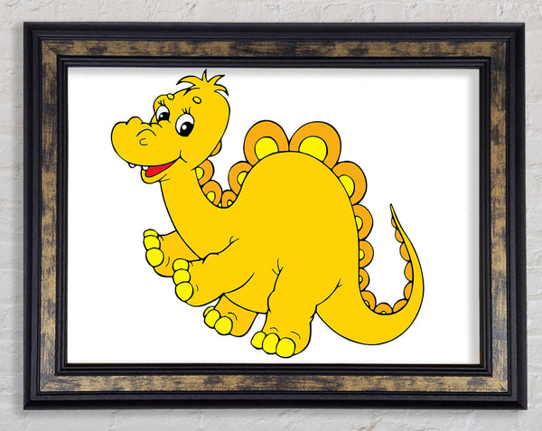 Big Happy Dinosaur White Framed Print