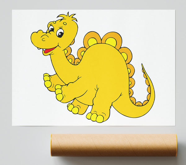 Big Happy Dinosaur White Poster