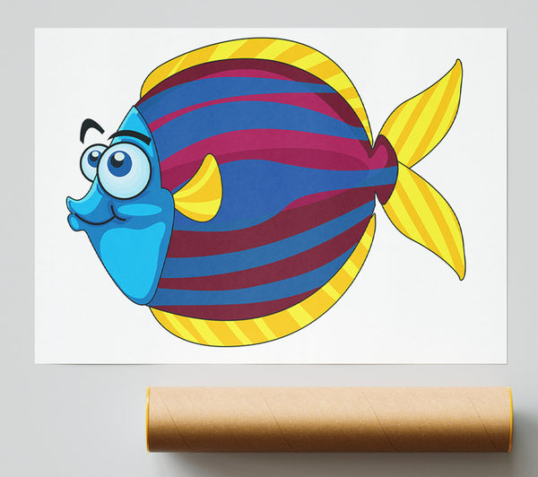 Big Happy Fish White Print