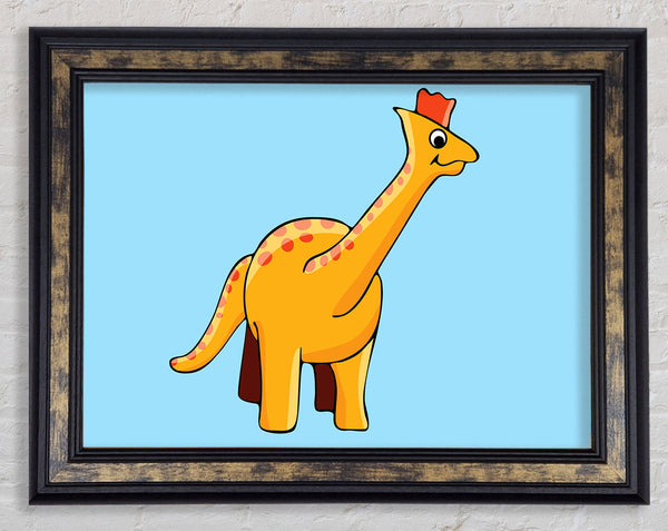 Big Herbivore Dinosaur Long Neck Baby Blue Framed Print