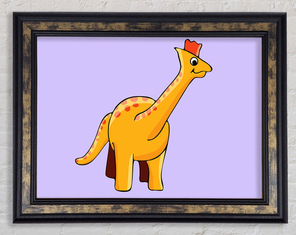 Big Herbivore Dinosaur Long Neck Lilac Framed Print