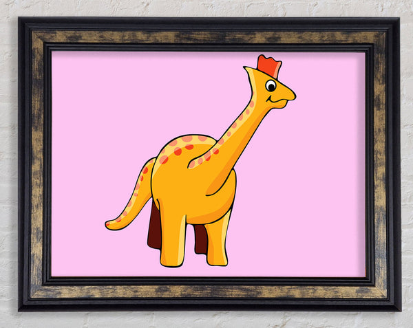 Big Herbivore Dinosaur Long Neck Pink Framed Print