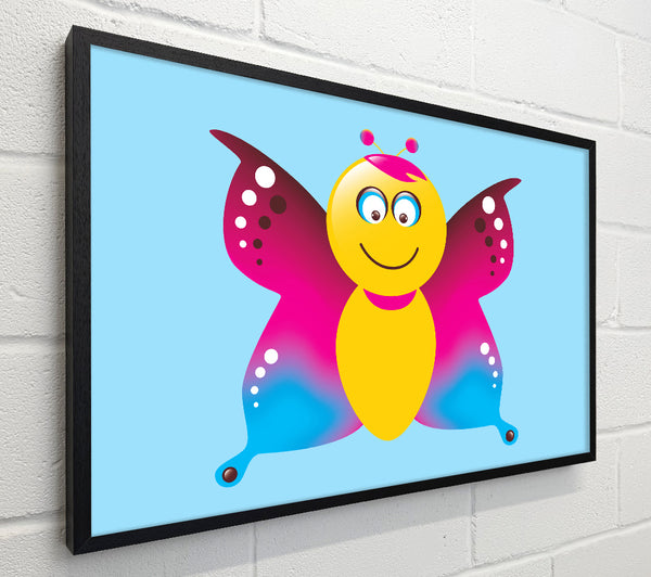 Butterfly Cartoon Face Baby Blue