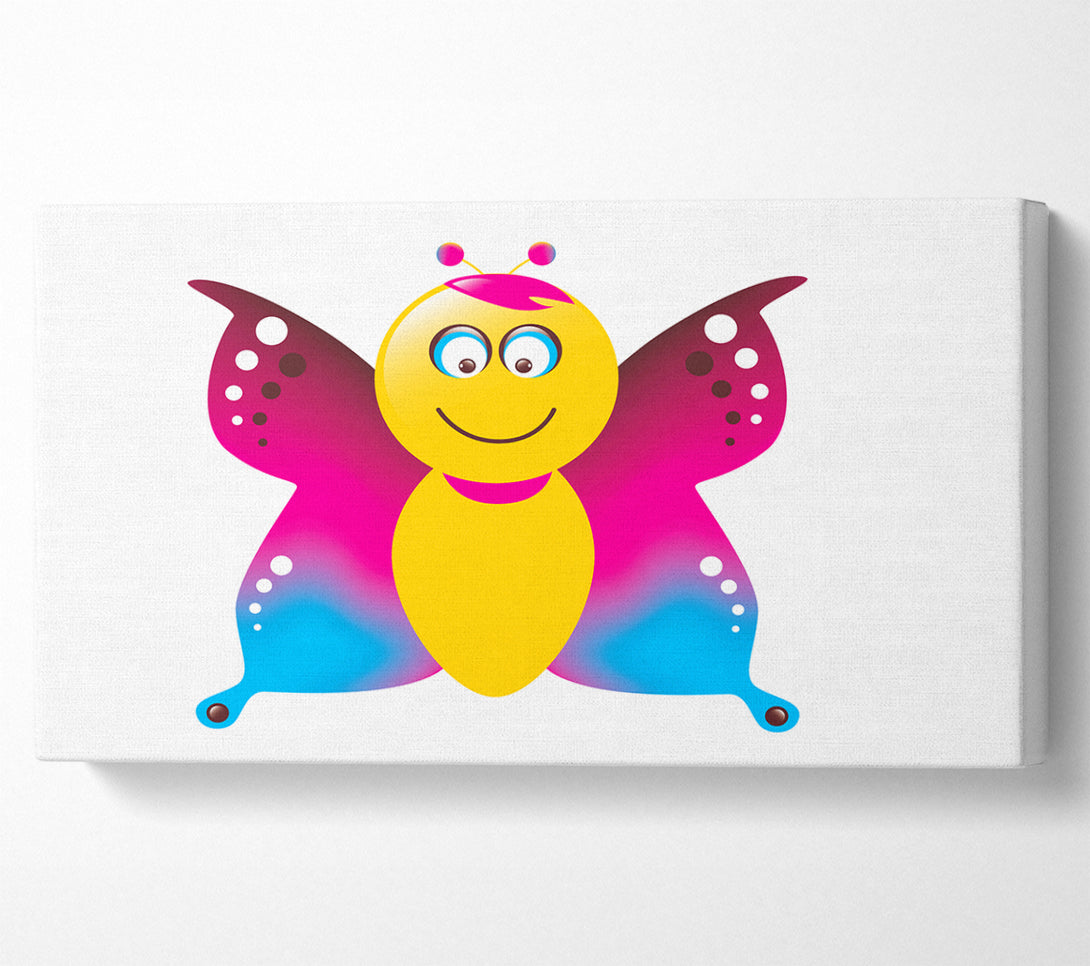 A Canvas Print of Butterfly Cartoon Face White Canvas Art
