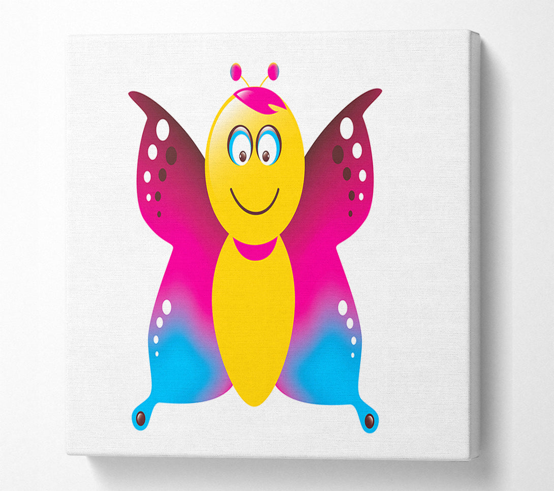 A Canvas Print of Butterfly Cartoon Face White Canvas Art
