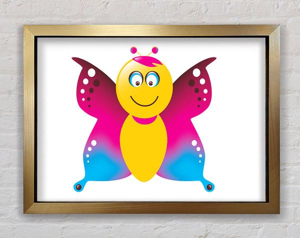 Schmetterling Cartoon Gesicht auf weißem
