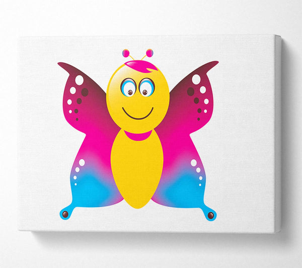  A Canvas Print of Butterfly Cartoon Face White Canvas Art