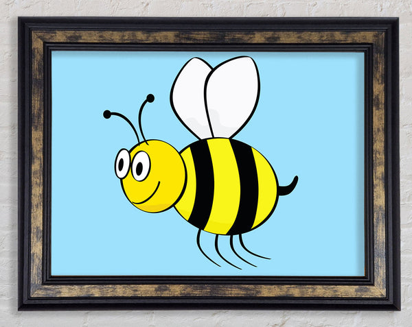 Buzzing Bee Baby Blue Framed Print
