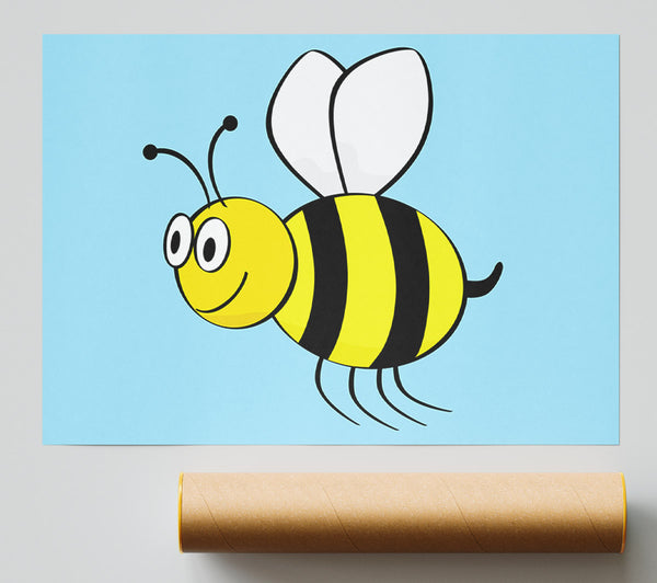 Buzzing Bee Baby Blue Giclee Print