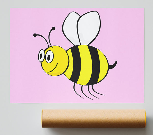 Buzzing Bee Pink Poster