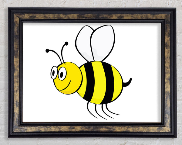 Buzzing Bee White Framed Print