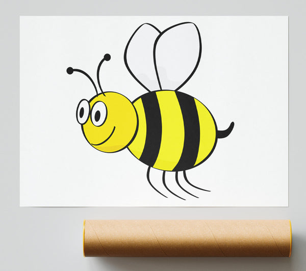 Buzzing Bee White Giclee Print