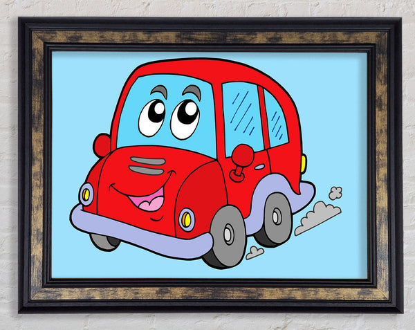 Car With Face Smokey Baby Blue Framed Print