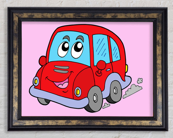 Car With Face Smokey Pink Framed Print
