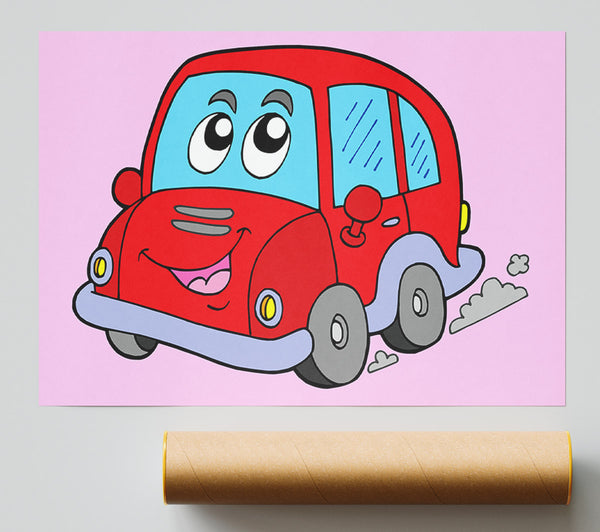 Car With Face Smokey Pink Poster
