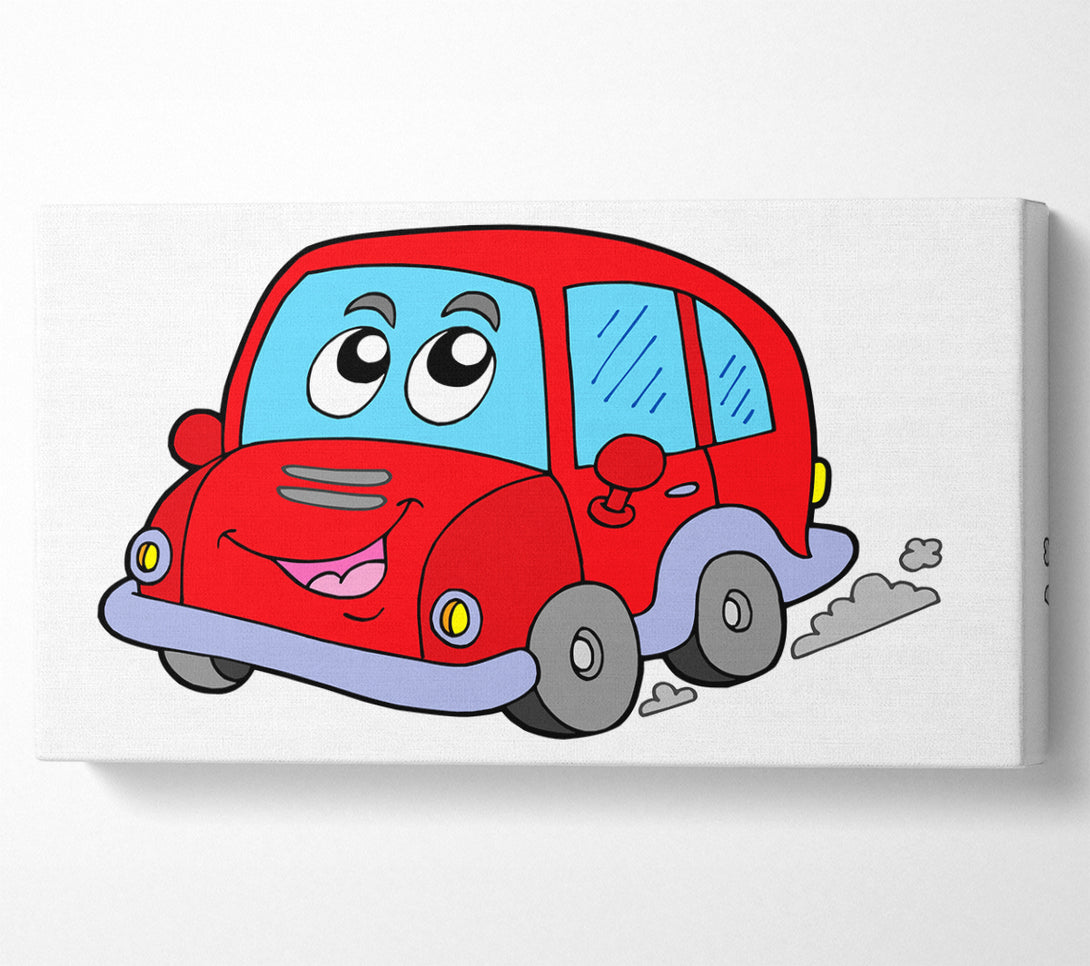  A Canvas Print of Car With Face Smokey White Canvas Wall Art