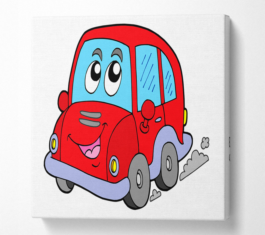  A Canvas Print of Car With Face Smokey White Canvas Wall Art