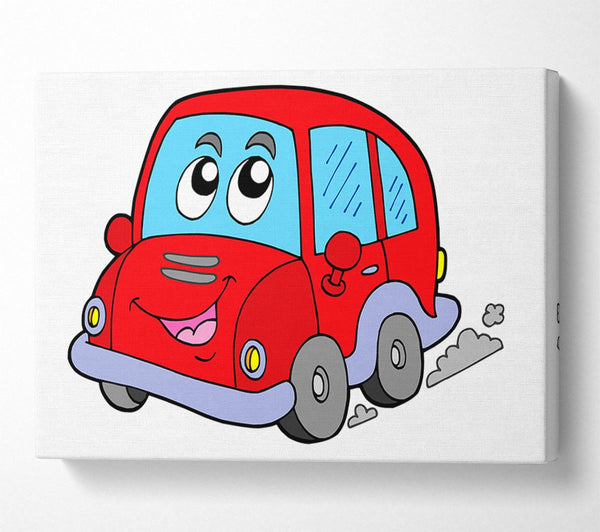  A Canvas Print of Car With Face Smokey White Canvas Wall Art