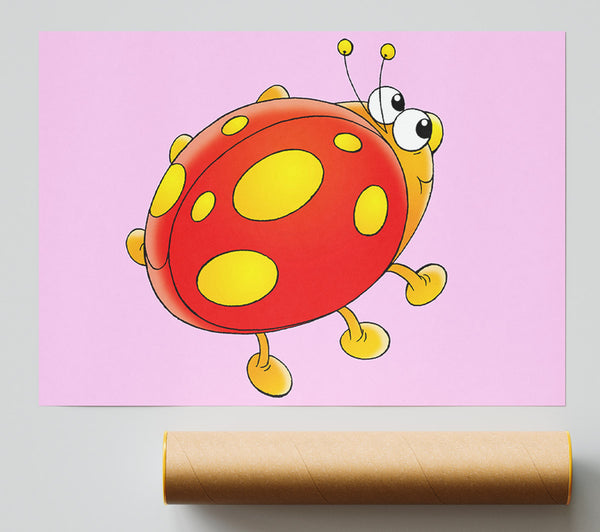 Cartoon Ladybug Pink Print