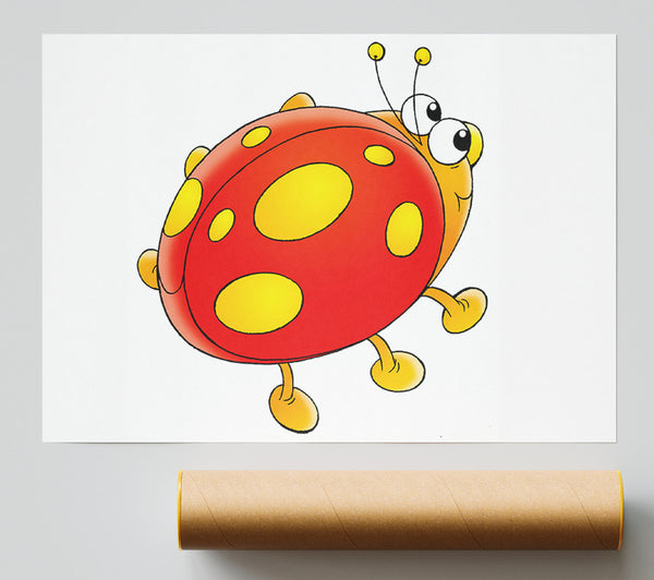 Cartoon Ladybug White Print