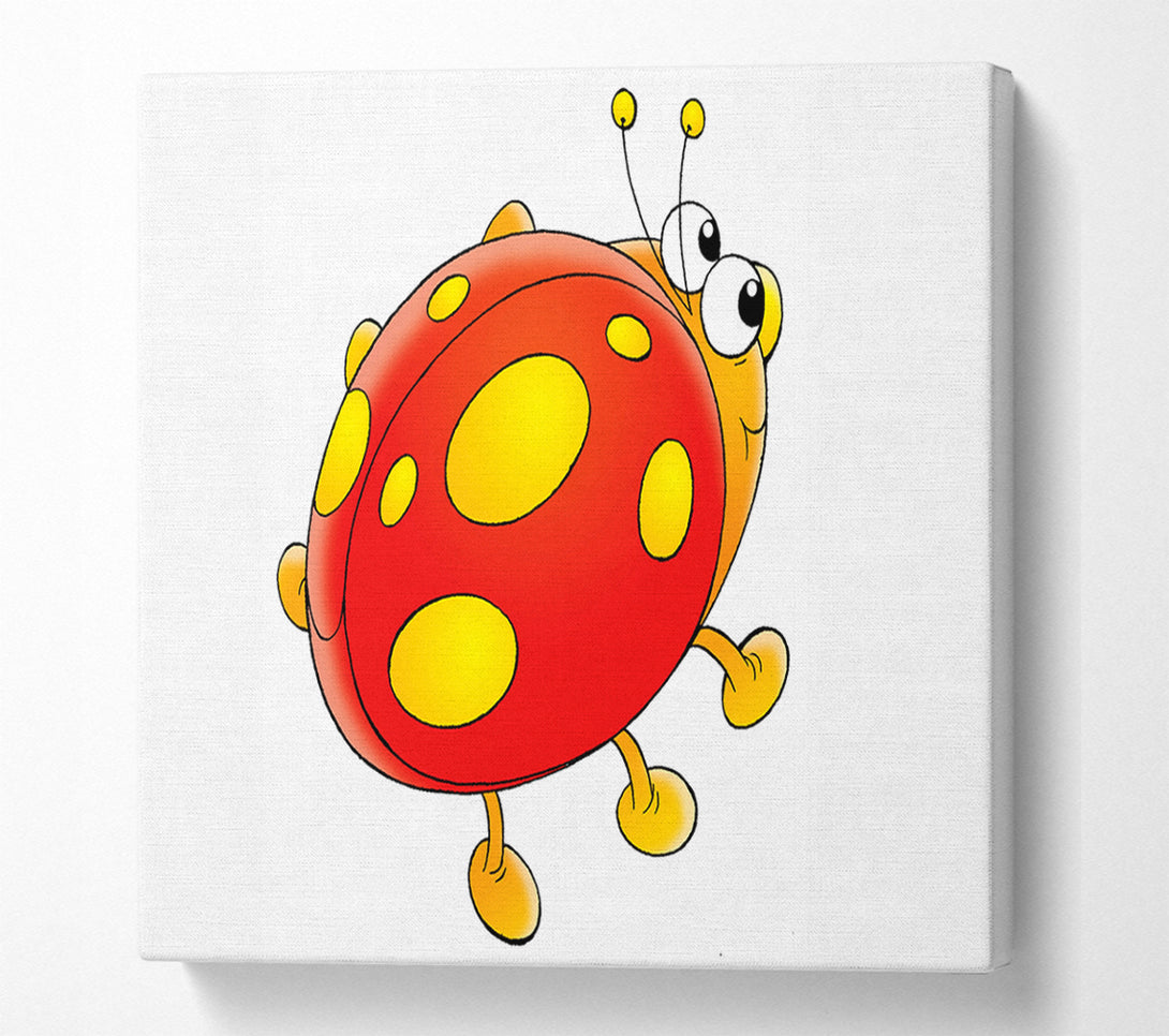  A Canvas Print of Cartoon Ladybug White Canvas Print