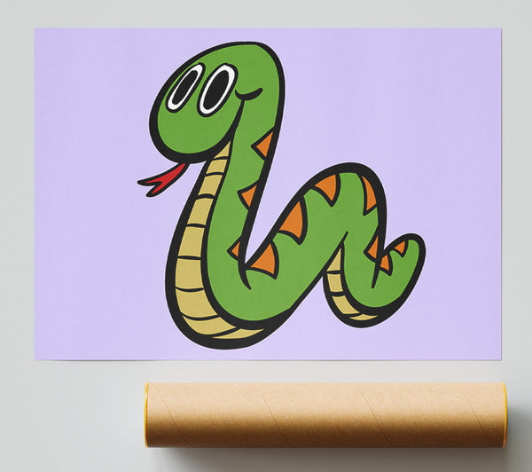 Cartoon Snake Lilac Giclee Print
