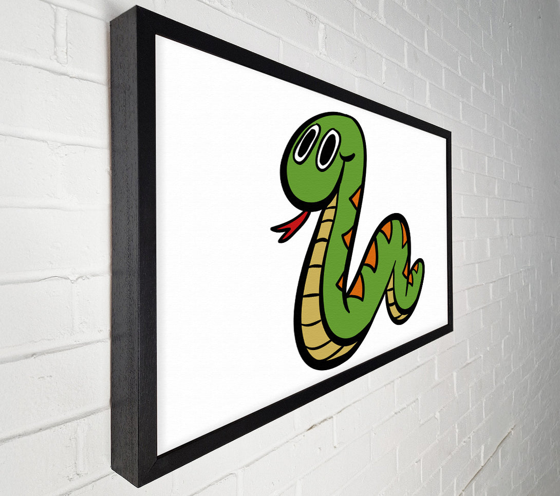  A Canvas Print of Cartoon Snake White Canvas Print