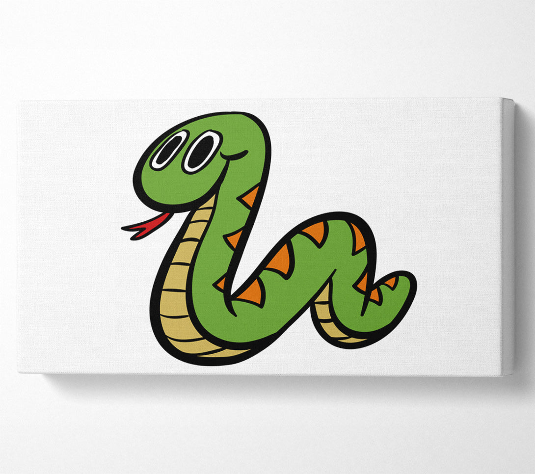  A Canvas Print of Cartoon Snake White Canvas Print