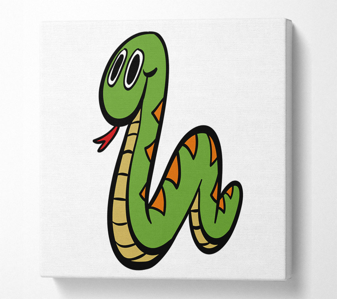  A Canvas Print of Cartoon Snake White Canvas Print