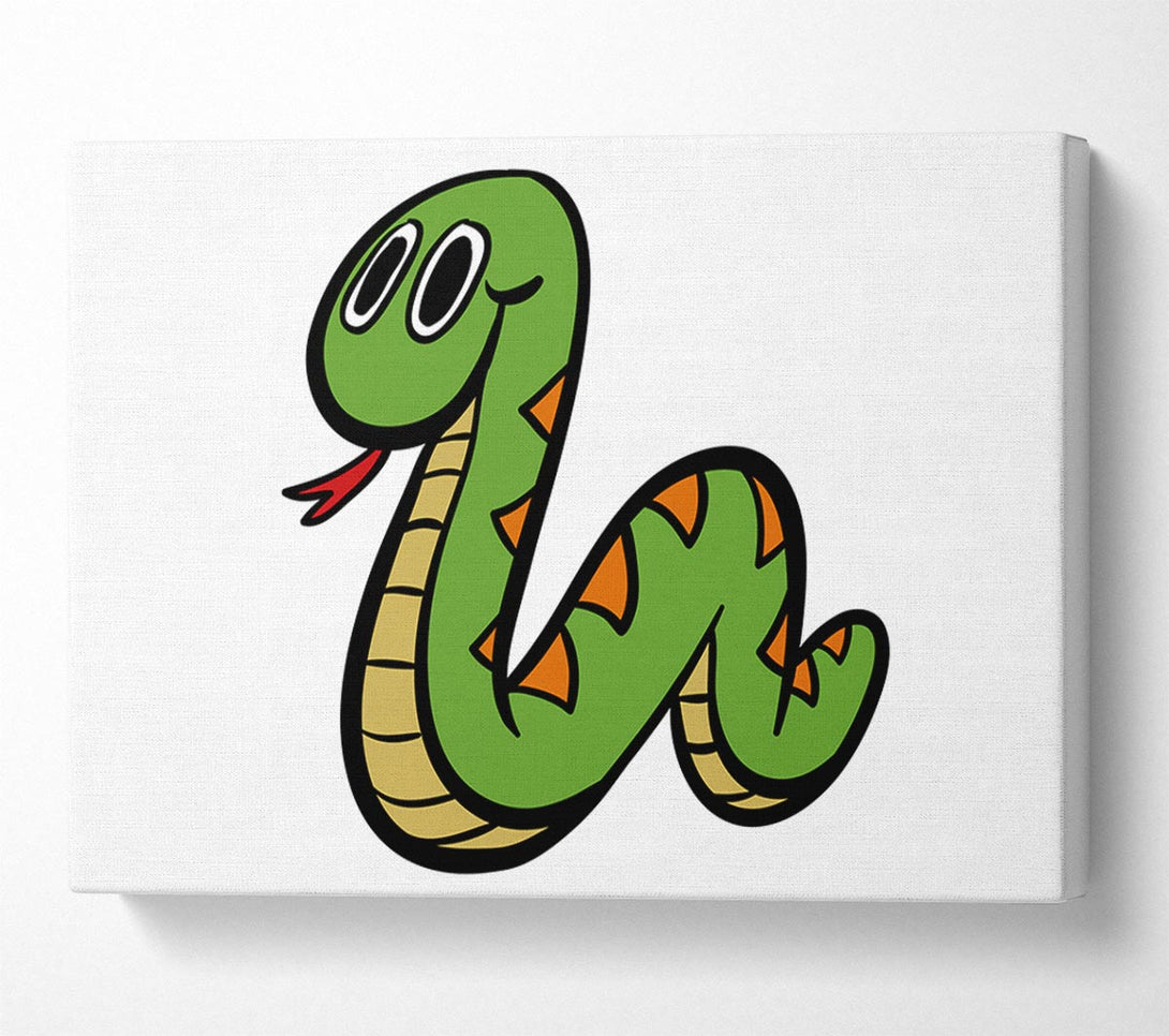  A Canvas Print of Cartoon Snake White Canvas Print