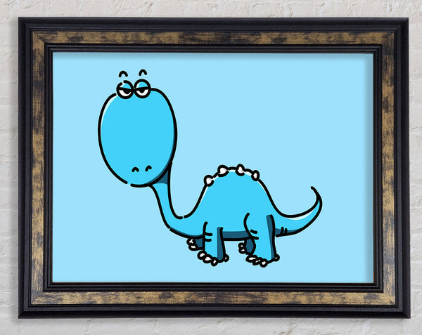 Dinosaur Not Impressed Baby Blue Framed Print