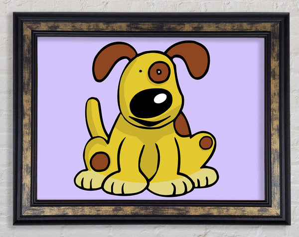 Dog Cartoon Tail Lilac Framed Print