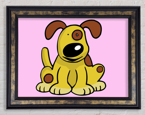 Dog Cartoon Tail Pink Framed Print