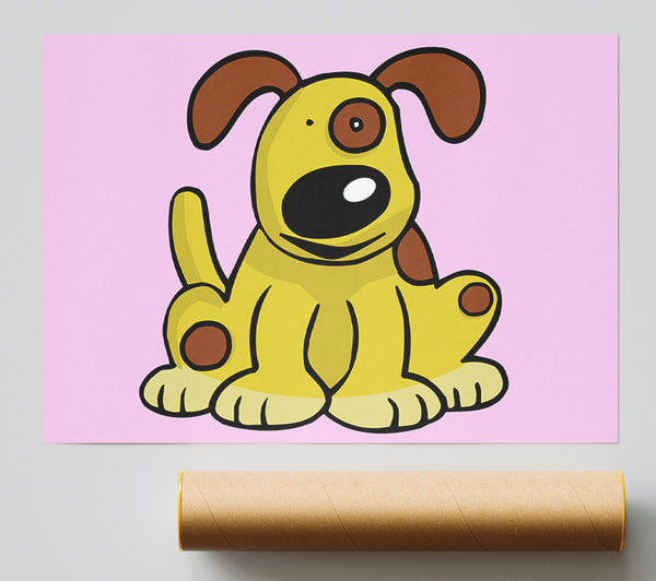 Dog Cartoon Tail Pink Giclee Print