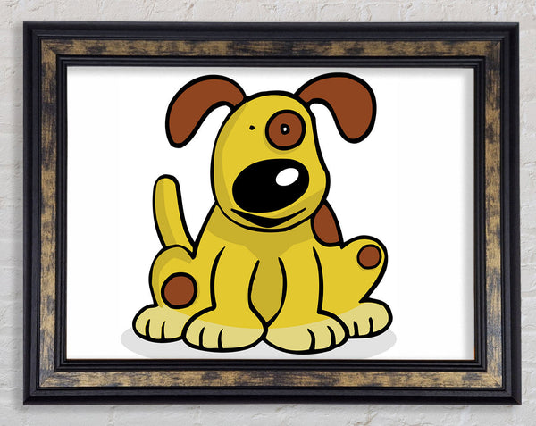 Dog Cartoon Tail White Framed Print