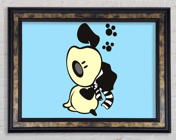 Dog Paw Print Scarf Baby Blue Framed Print