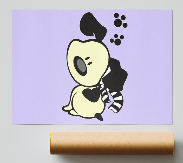 Dog Paw Print Scarf Lilac Poster