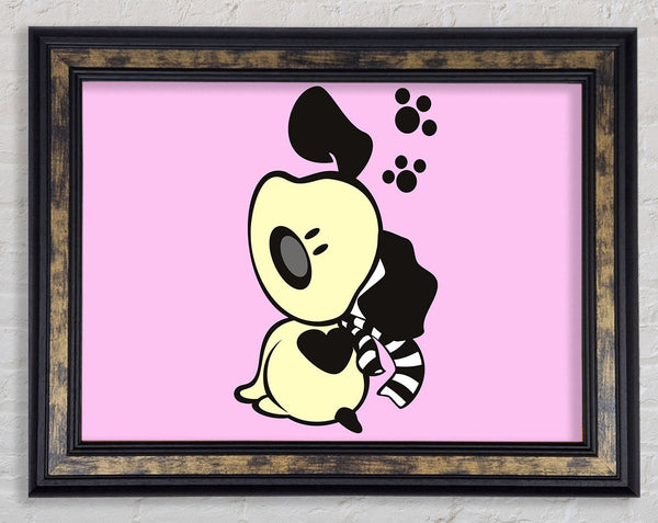 Dog Paw Print Scarf Pink Framed Print
