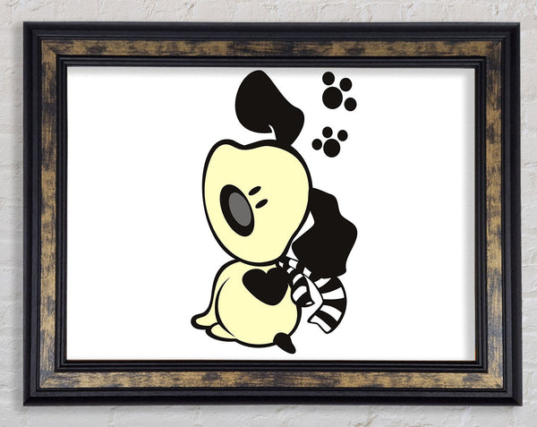 Dog Paw Print Scarf White Framed Print