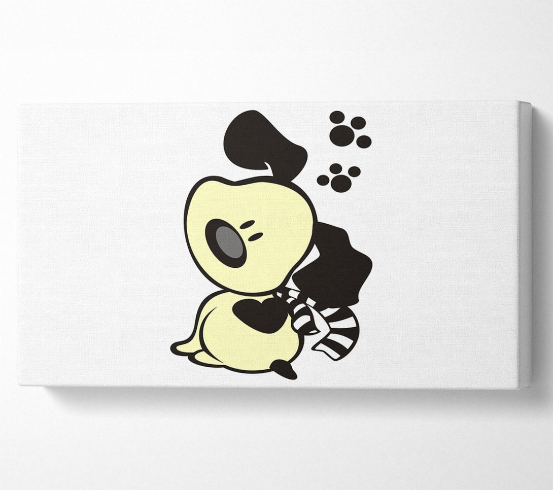  A Canvas Print of Dog Paw Print Scarf White Canvas Wall Art